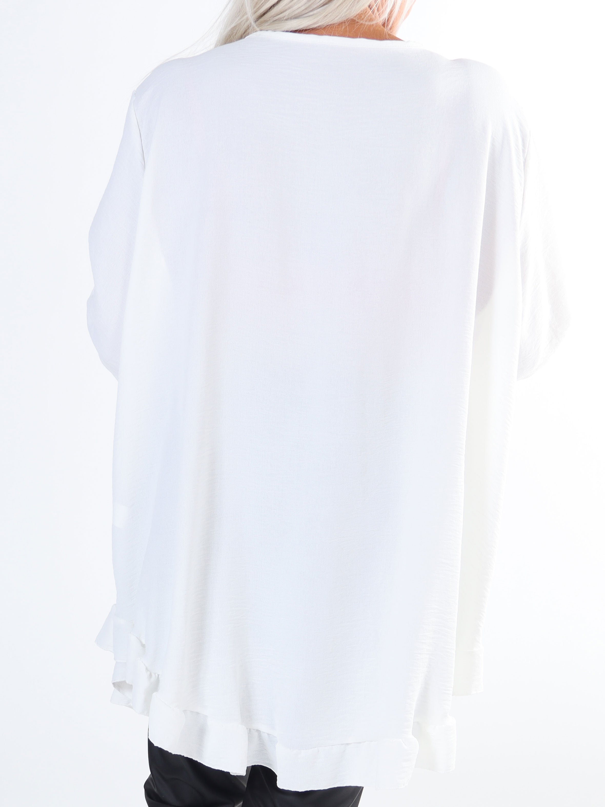 Mio Long - Sød plus size tunika med flæsekanter